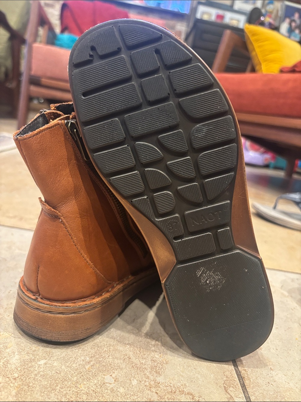 Naot Tan/Brown Leather Chukka Zip Boots size 37 chamel color - Picture 9 of 15